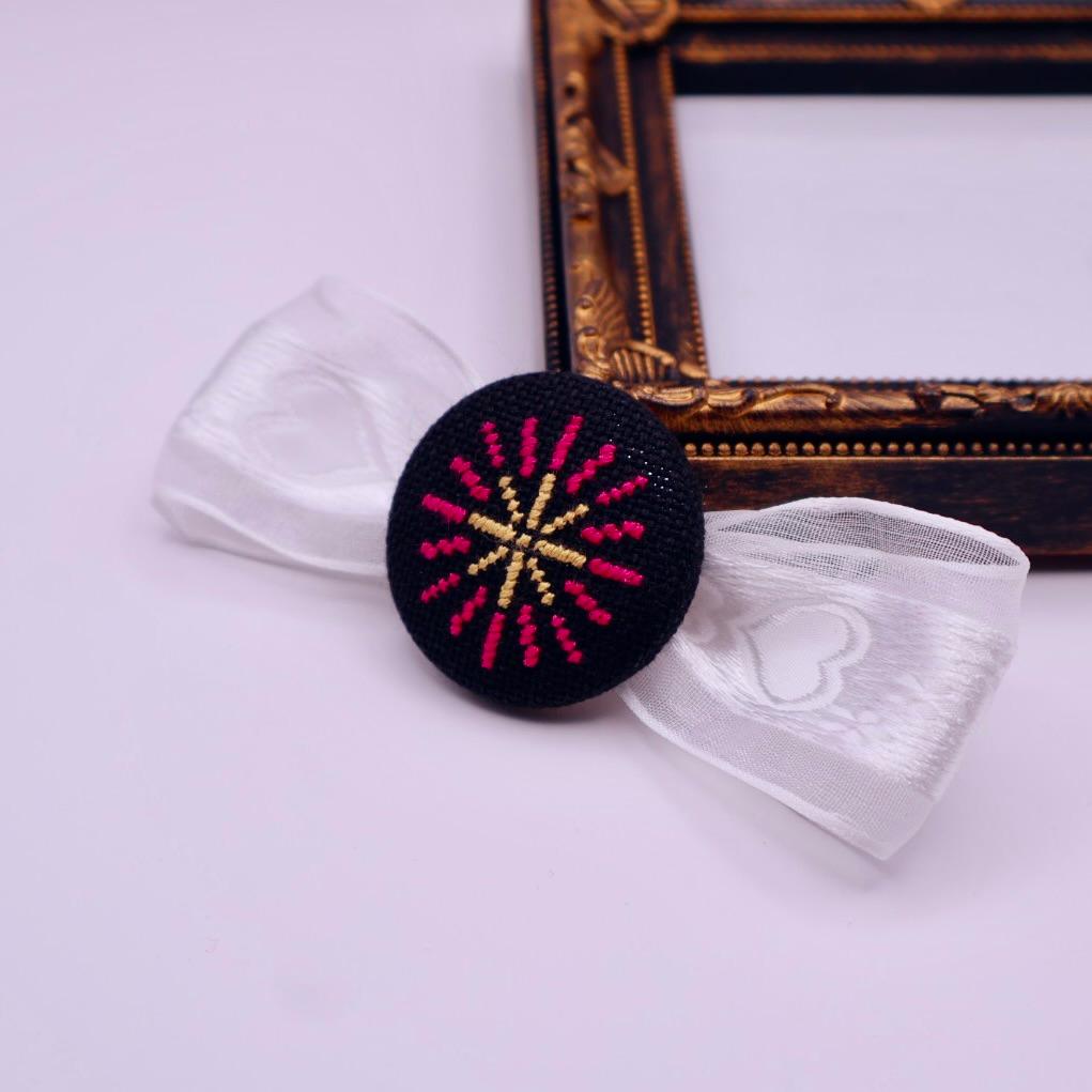 花火　くるみボタン　クロスステッチ刺繍 | 8枚目